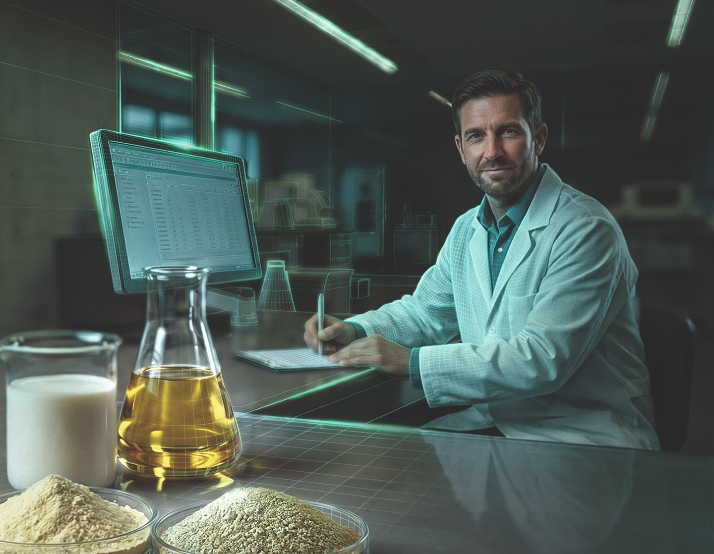 Employee in the laboratory at a screen
